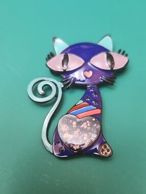 Whimsical Purple & Pink Cat Enamel Pin for Pets and Accessories
